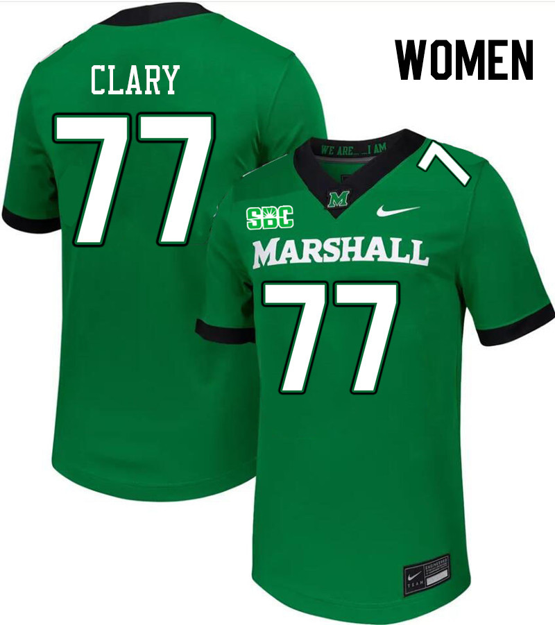 Women #77 Isaac Clary Marshall Thundering Herd SBC Conference College Football Jerseys Stitched-Gree